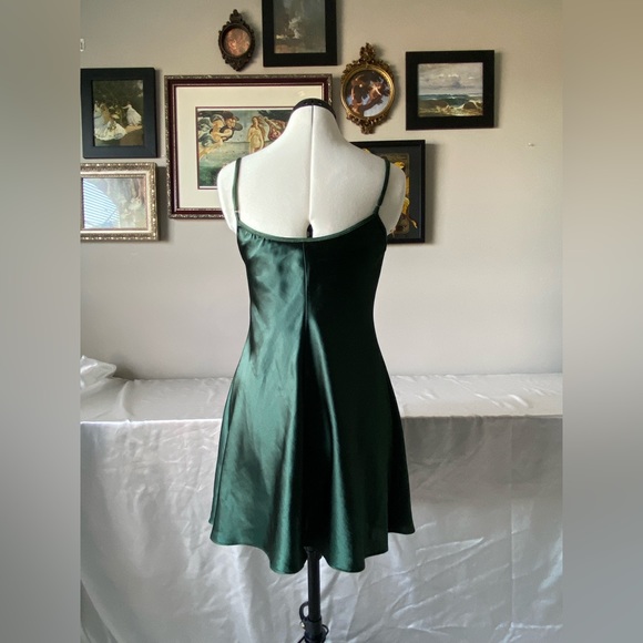 💚 dark green satin slip dress 💚 - Picture 3 of 3